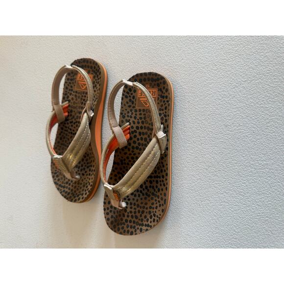 REEF Kids Girl's Little Ahi Flip Flop Sandals Size 12 Metallic Straps - Picture 4 of 5